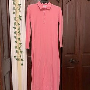 Pink Long Sleeve Maxi Dress